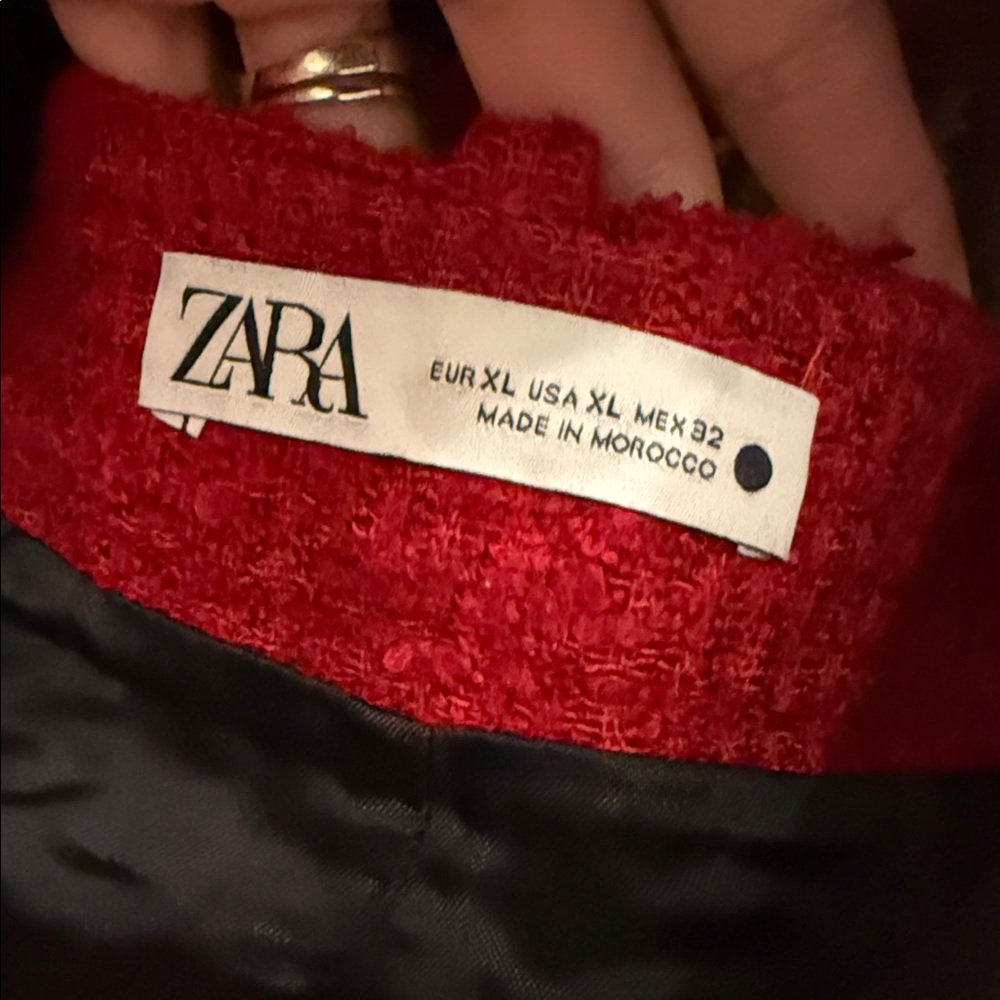 Zara - Women's Red, White Plaid Blazer & Red Skirt - Picture 6 of 6